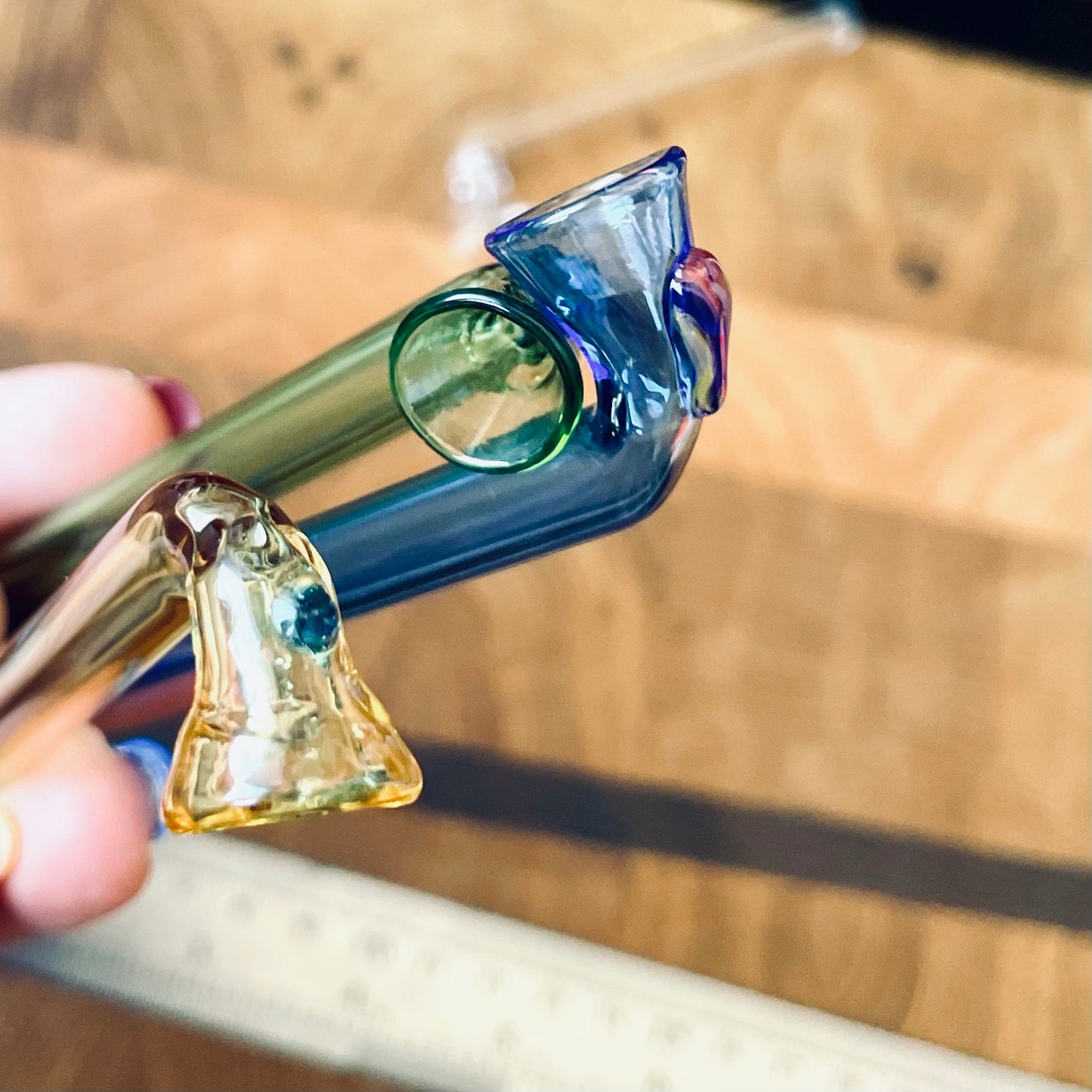 COLOR GLASS PIPE | One hitter smoking pipe, hand crafted pocket glass chillum, oil burner pipe