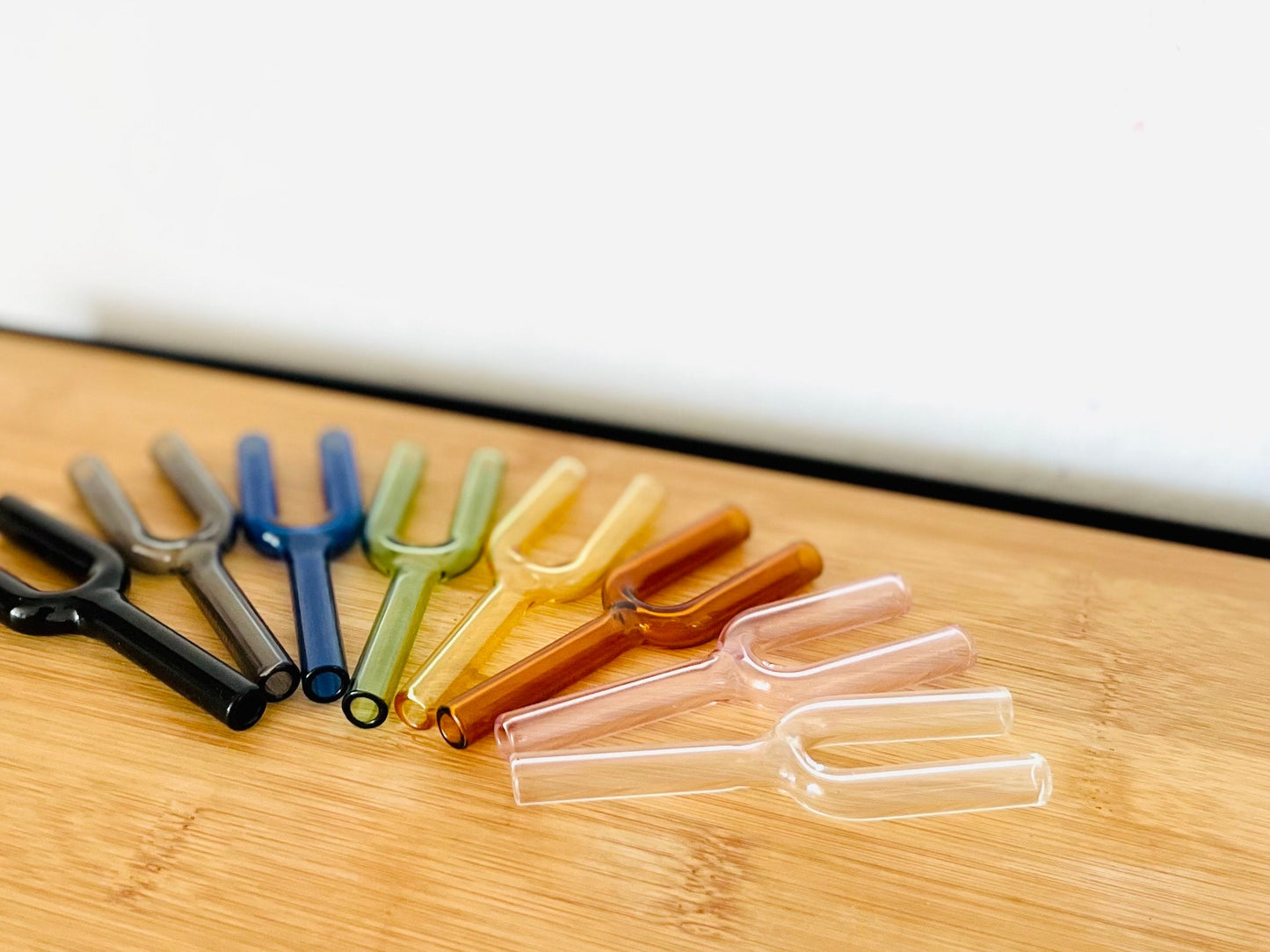 Colourful Double Glass Straw, Y Shape Reusable Snuff Straw