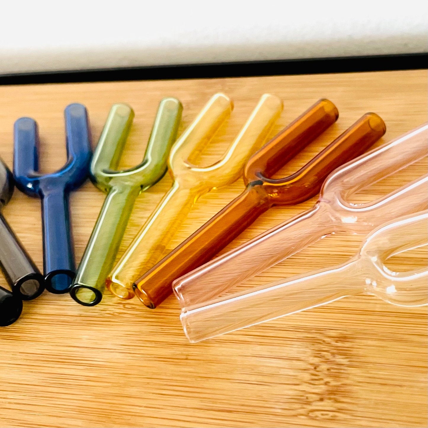 Colourful Double Glass Straw, Y Shape Reusable Snuff Straw