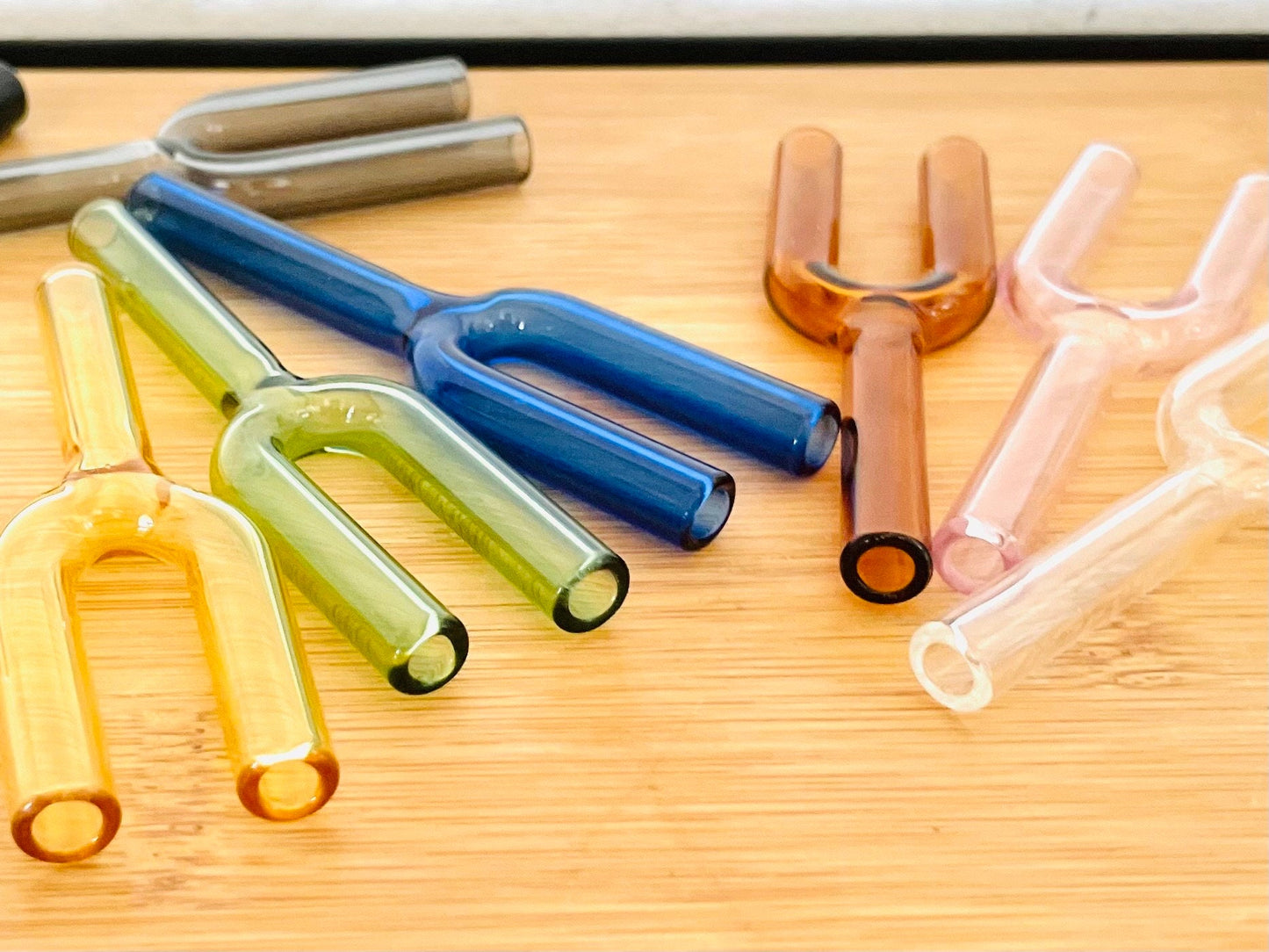 Colourful Double Glass Straw, Y Shape Reusable Snuff Straw