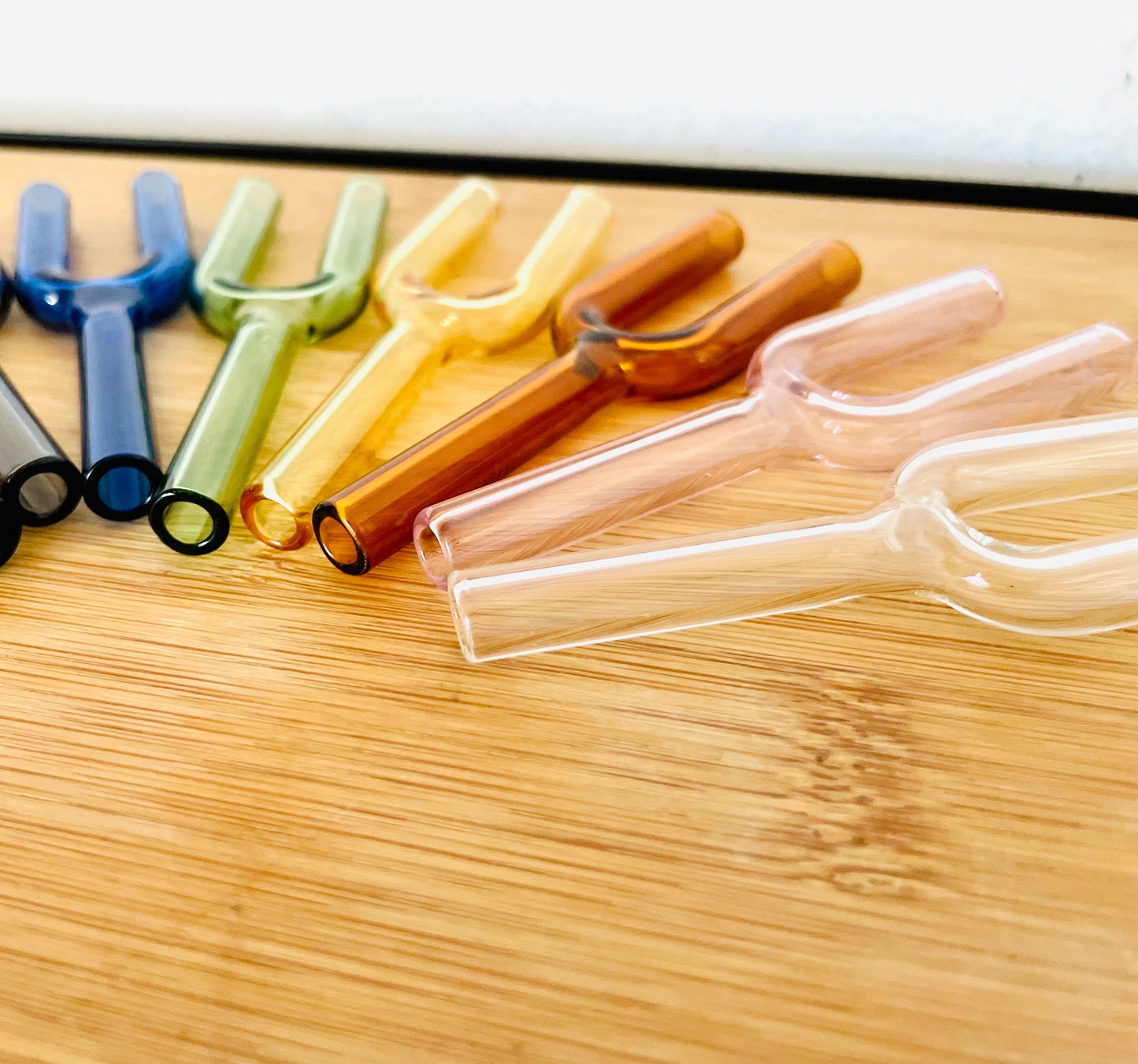 Colourful Double Glass Straw, Y Shape Reusable Snuff Straw